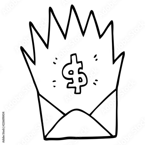 line drawing cartoon unexpected pay check