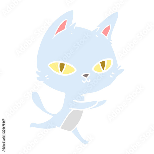 flat color style cartoon cat staring