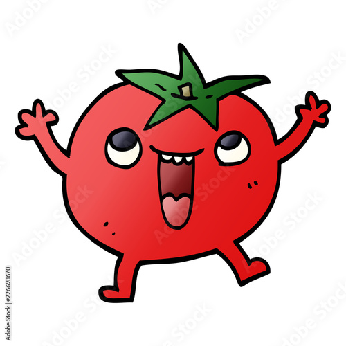 cartoon doodle happy tomato