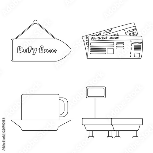 Isolated object of airport and airplane symbol. Set of airport and plane stock symbol for web.