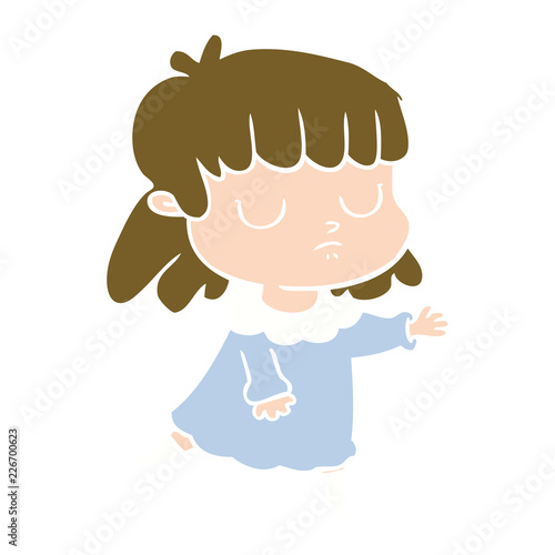 flat color style cartoon indifferent woman