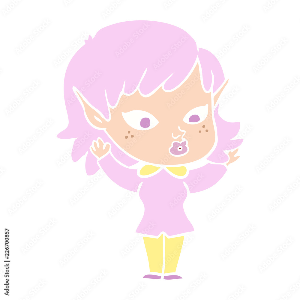 pretty flat color style cartoon elf girl pretty flat color style cartoon elf girl