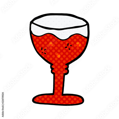 cartoon doodle red wine glass