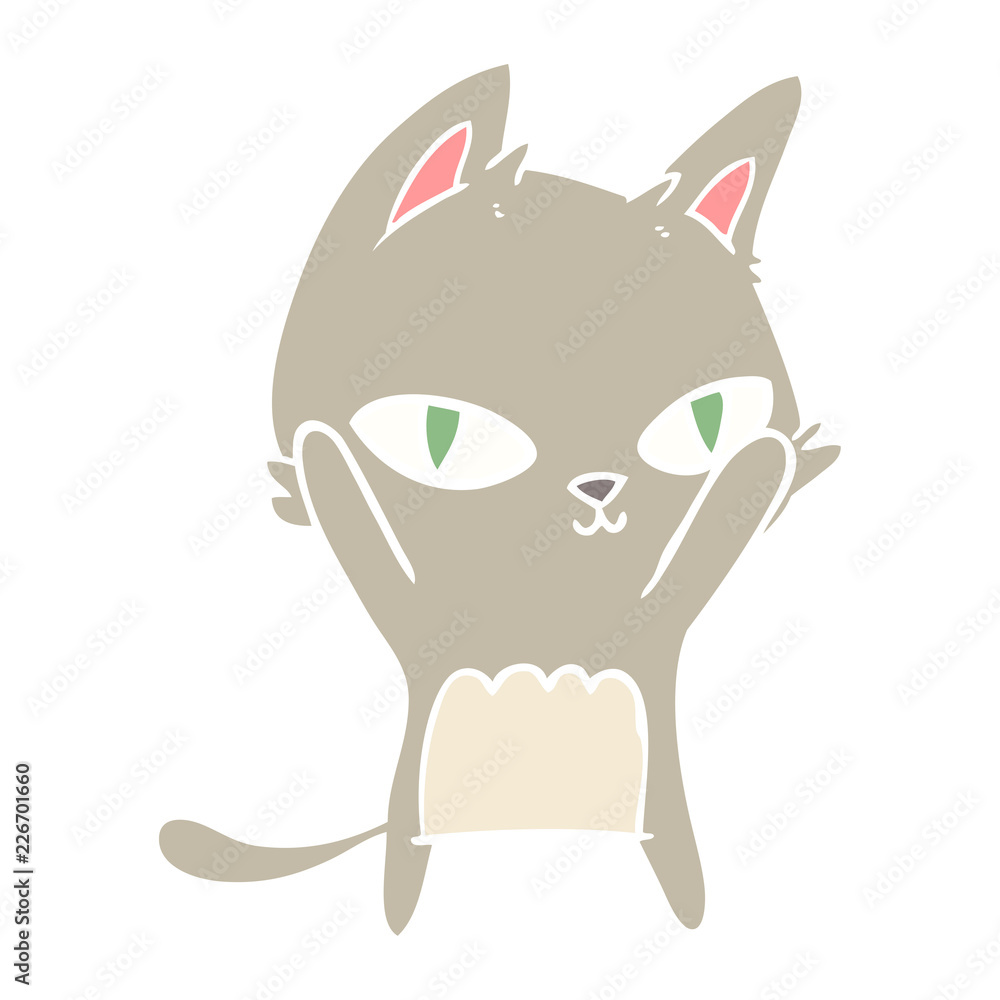 flat color style cartoon cat staring flat color style cartoon cat staring