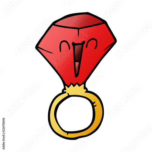 cartoon doodle red ruby ring