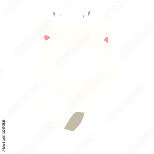 flat color style cartoon surprised cat running