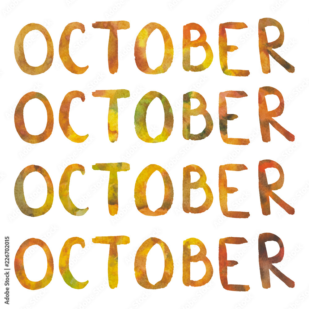 October lettering isolated