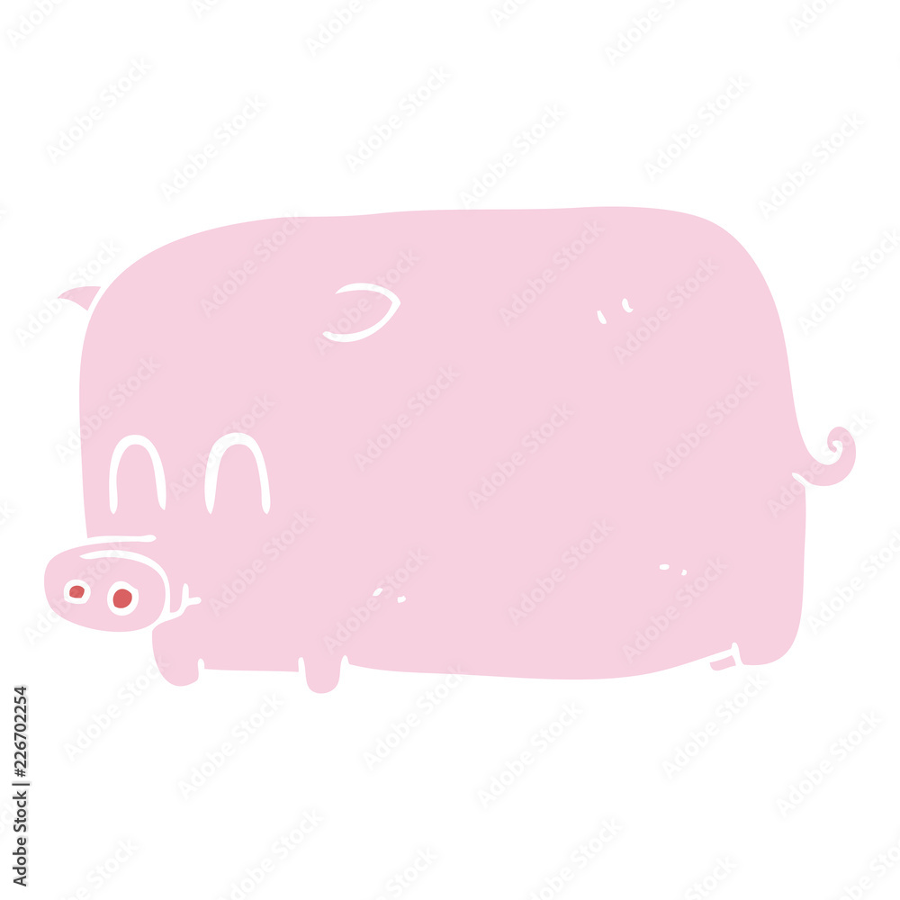 flat color illustration of a cartoon pig flat color illustration of a cartoon pig