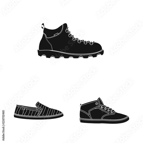Isolated object of man and foot symbol. Collection of man and wear stock symbol for web.