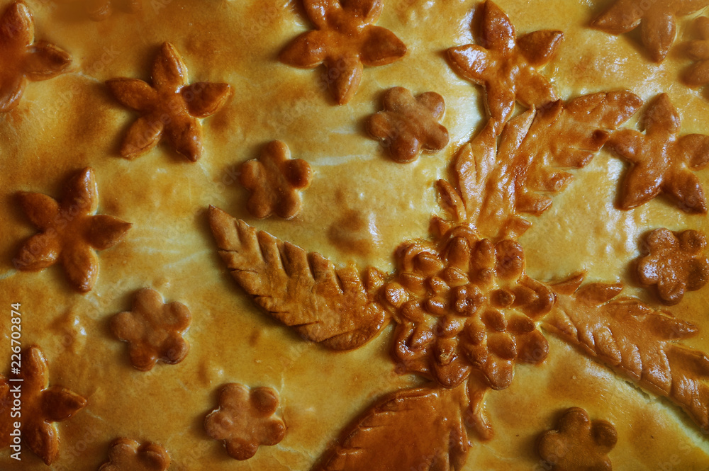 Fresh baked traditional pie with cabbage and eggs Fresh baked traditional pie with cabbage and eggs