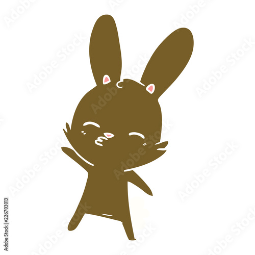 curious bunny flat color style cartoon