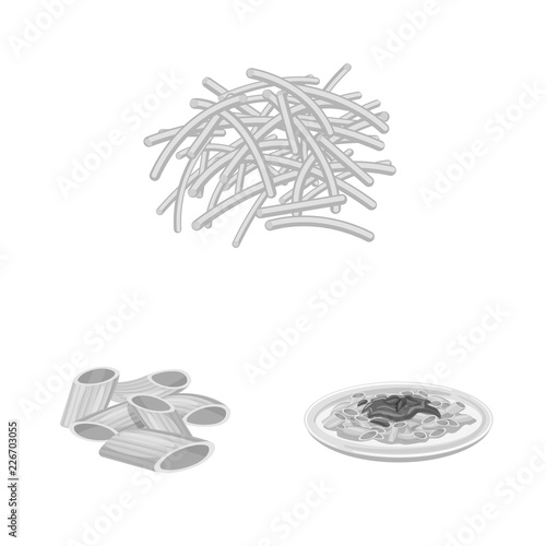 Vector design of pasta and carbohydrate logo. Collection of pasta and macaroni stock vector illustration.