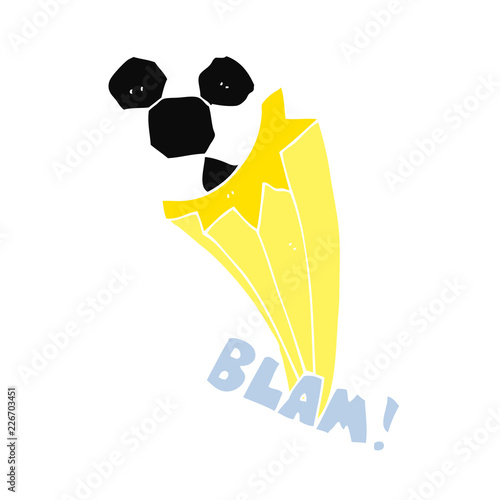 flat color style cartoon kicked soccer ball