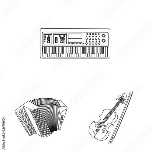 Vector design of music and tune logo. Set of music and tool stock symbol for web.