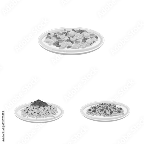 Vector design of pasta and carbohydrate icon. Set of pasta and macaroni stock symbol for web.