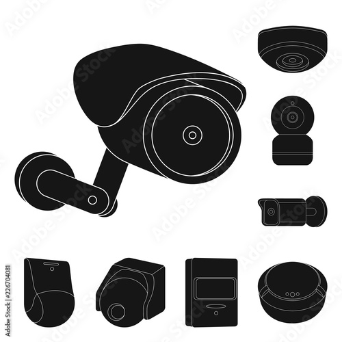 Isolated object of cctv and camera sign. Set of cctv and system vector icon for stock.
