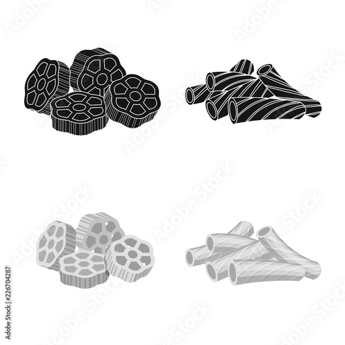 Vector design of pasta and carbohydrate icon. Collection of pasta and macaroni vector icon for stock.