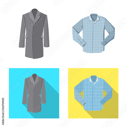 Vector design of man and clothing symbol. Collection of man and wear stock symbol for web.
