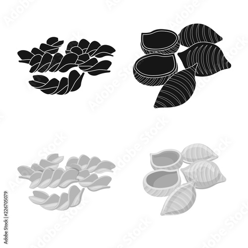 Isolated object of pasta and carbohydrate logo. Set of pasta and macaroni stock symbol for web.