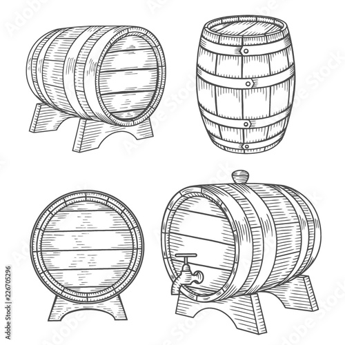 Wooden barrel set.