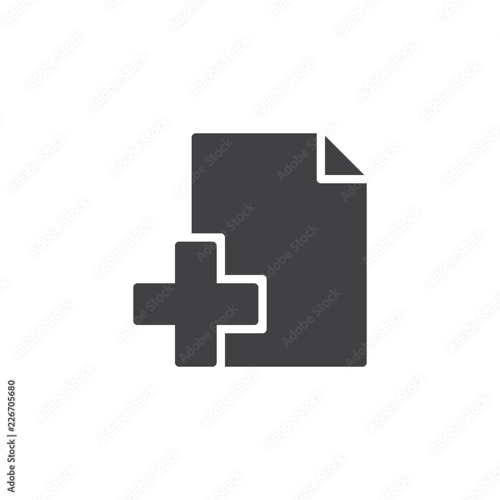 Add file document vector icon. filled flat sign for mobile concept and web design. New file add simple solid icon. Symbol, logo illustration. Pixel perfect vector graphics Add file document vector icon. filled flat sign for mobile concept and web design. New file add simple solid icon. Symbol, logo illustration. Pixel perfect vector graphics