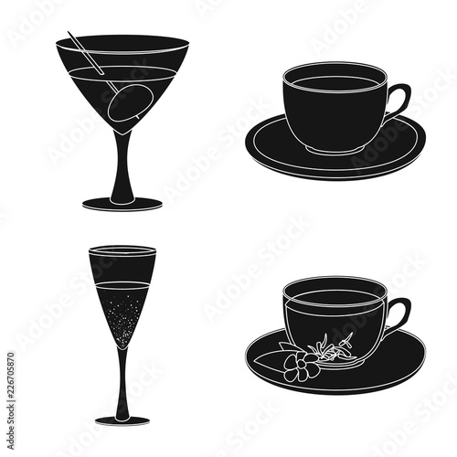 Vector illustration of drink and bar logo. Collection of drink and party stock vector illustration.