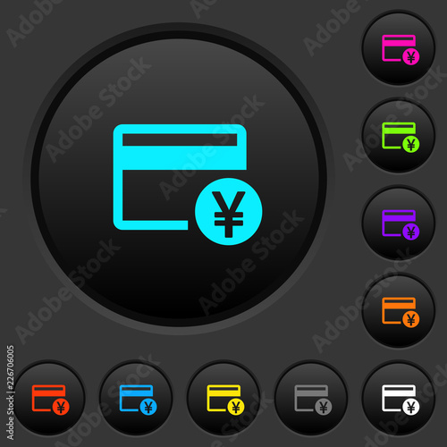 Yen credit card dark push buttons with color icons
