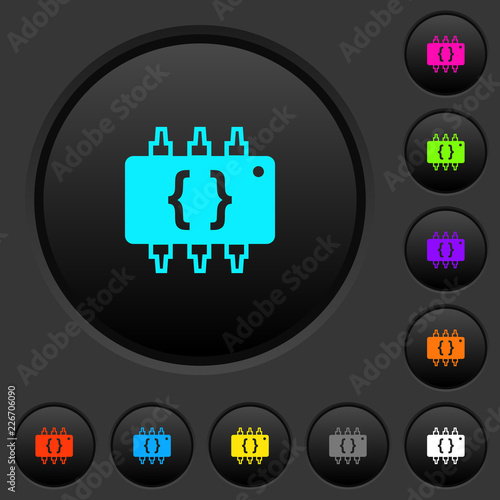 Hardware programming dark push buttons with color icons