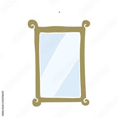 flat color style cartoon framed old mirror