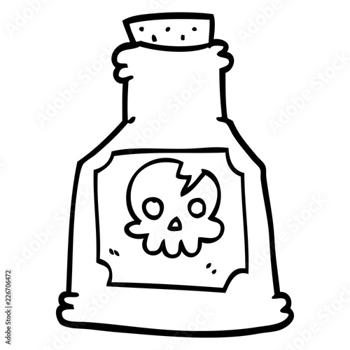 line drawing cartoon poison in a bottle
