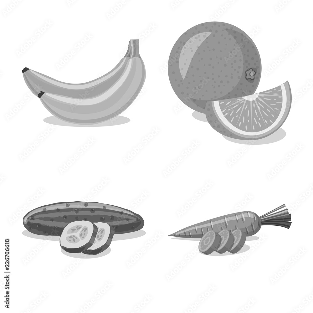 Vector illustration of vegetable and fruit icon. Set of vegetable and vegetarian stock vector illustration. Vector illustration of vegetable and fruit icon. Set of vegetable and vegetarian stock vector illustration.