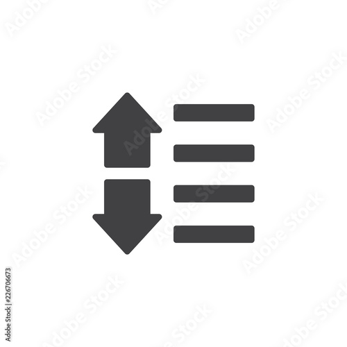 Sort down and up arrows vector icon. filled flat sign for mobile concept and web design. Sorting  simple solid icon. Symbol, logo illustration. Pixel perfect vector graphics