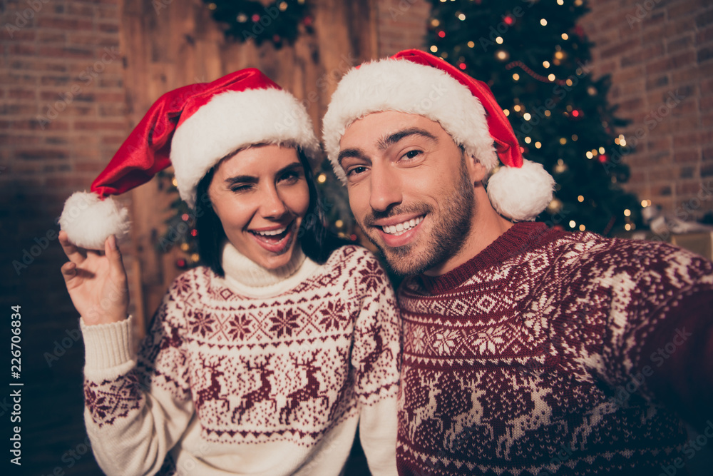 Christmastime party concept. Handsome, attractive man and carele Christmastime party concept. Handsome, attractive man and carele