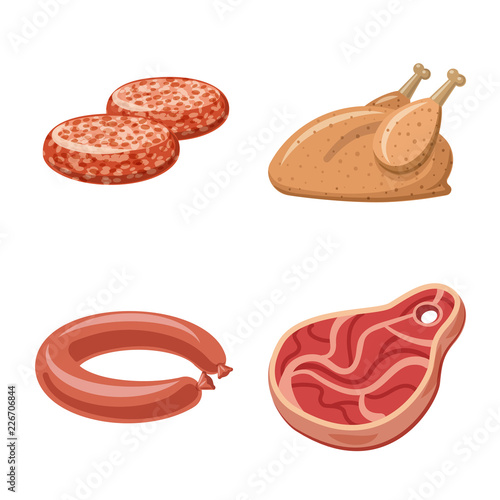 Isolated object of meat and ham symbol. Collection of meat and cooking vector icon for stock.