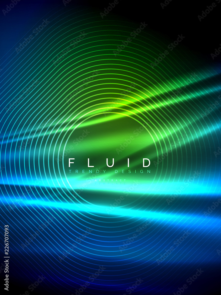 Neon glowing wave, magic energy and light motion background. Vector illustration Neon glowing wave, magic energy and light motion background. Vector illustration