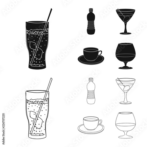Vector illustration of drink and bar logo. Collection of drink and party stock symbol for web.
