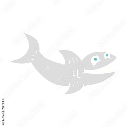 flat color illustration of a cartoon shark
