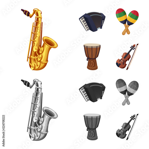 Isolated object of music and tune symbol. Set of music and tool vector icon for stock.
