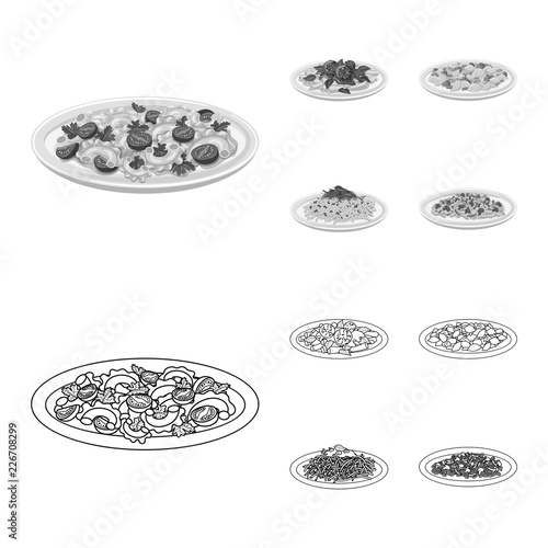 Isolated object of pasta and carbohydrate symbol. Set of pasta and macaroni stock vector illustration.