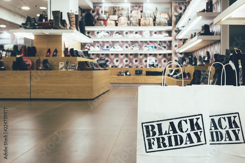 Black Friday paper bag in a shop