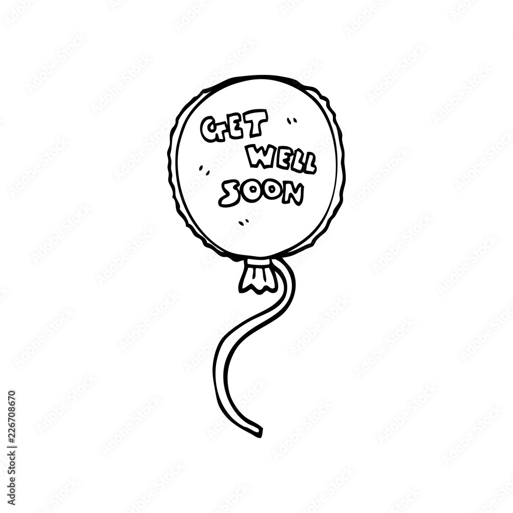 line drawing cartoon get well soon balloon Stock Vector | Adobe Stock