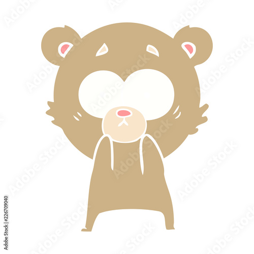 anxious bear flat color style cartoon