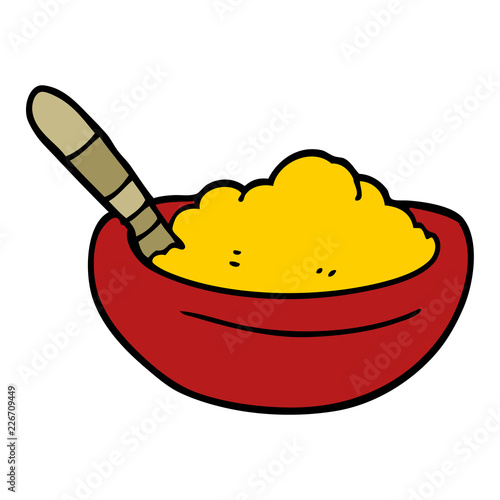 cartoon doodle bowl of polenta
