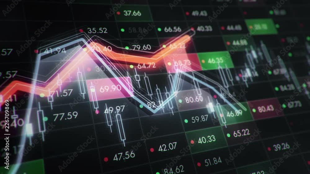 Abstract background with animation of growth graph of stock market on ...