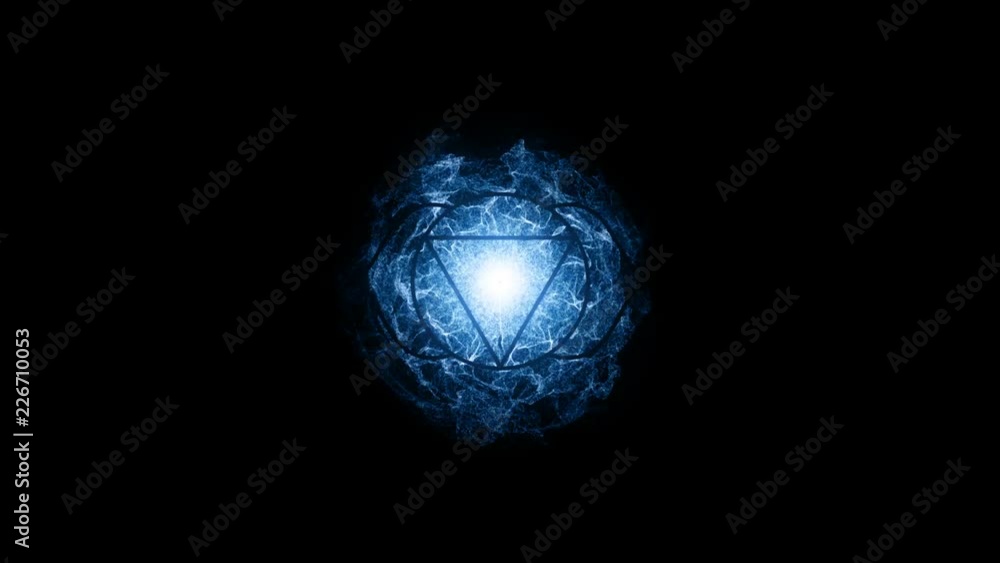 Animated chakra Ajna. The sixth symbol is blue. 2 petals of lotus in the stroke. Isotherics. Yoga icon. Om sign Animated chakra Ajna. The sixth symbol is blue. 2 petals of lotus in the stroke. Isotherics. Yoga icon. Om sign