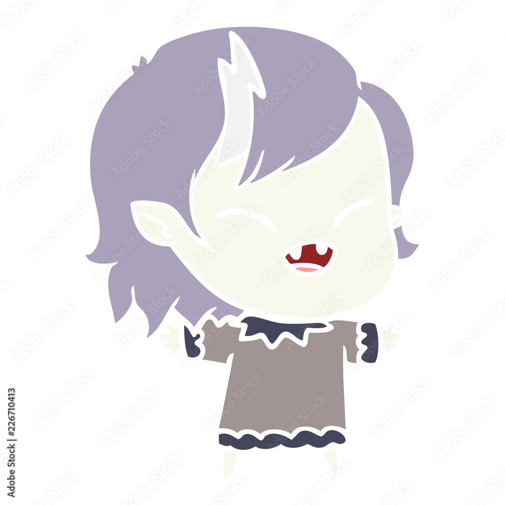 Fototapeta premium flat color style cartoon laughing vampire girl