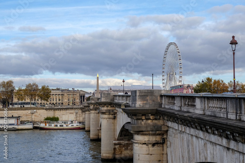  the Concorde bridge and the Big Wheel   area listed as World Heritage by UNESCO. Paris, France photo