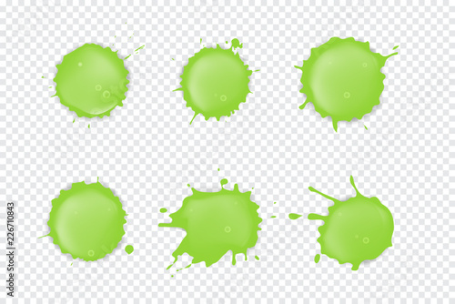Green Splattered slime isolated on transparent background. Vector illustration.