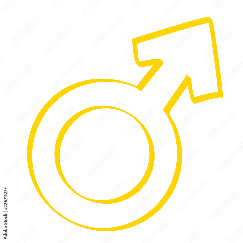 Handgezeichnetes Symbol für männlich in gelb Handgezeichnetes Symbol für männlich in gelb
