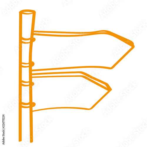 Handgezeichneter Wegweiser in orange